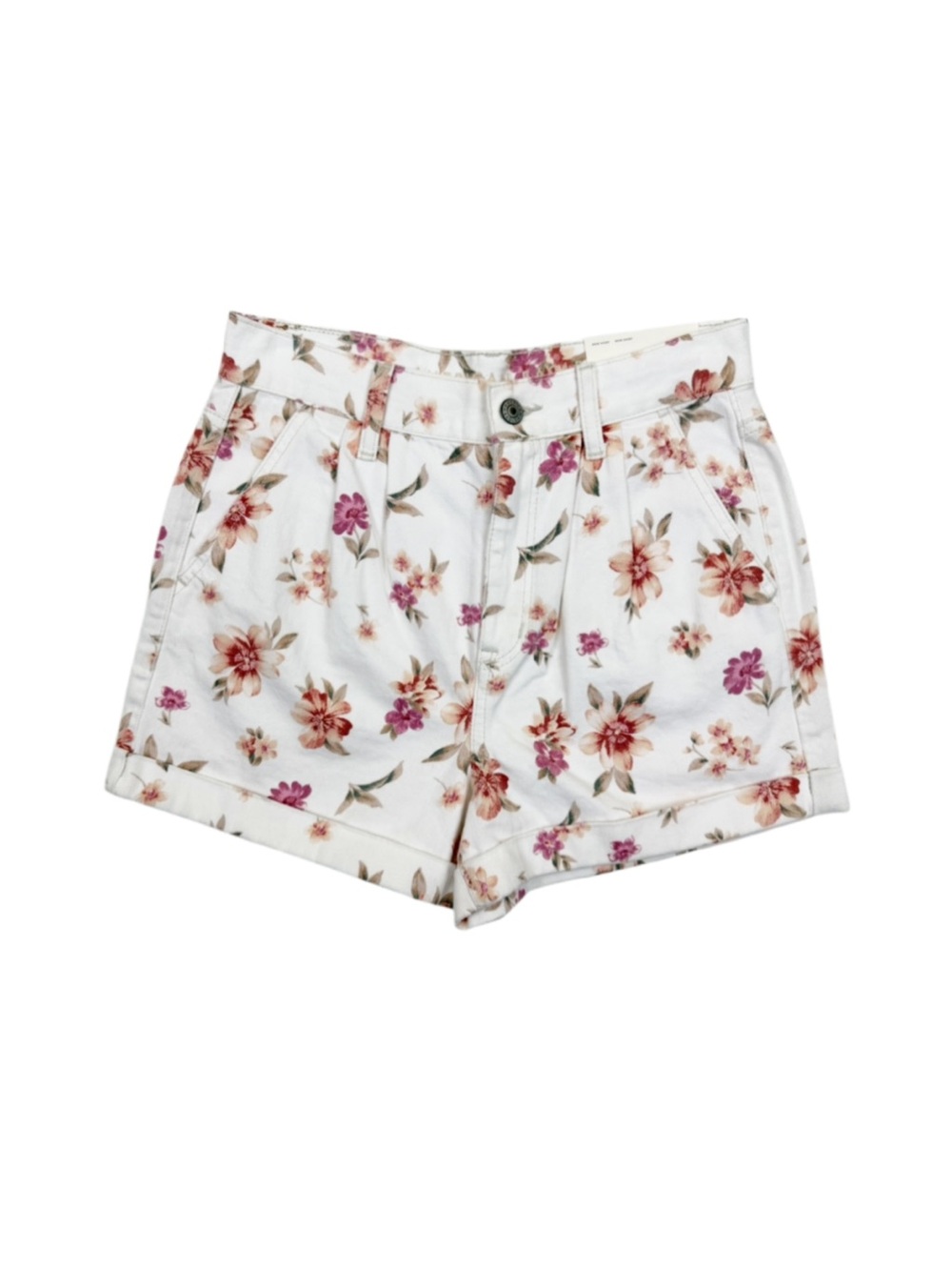 American Eagle Floral Pleated High Rise Mom Shorts Jean Shorts Size 2 - Picture 2 of 7